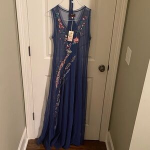 Johnny Was Navy Floral Maxi Dress